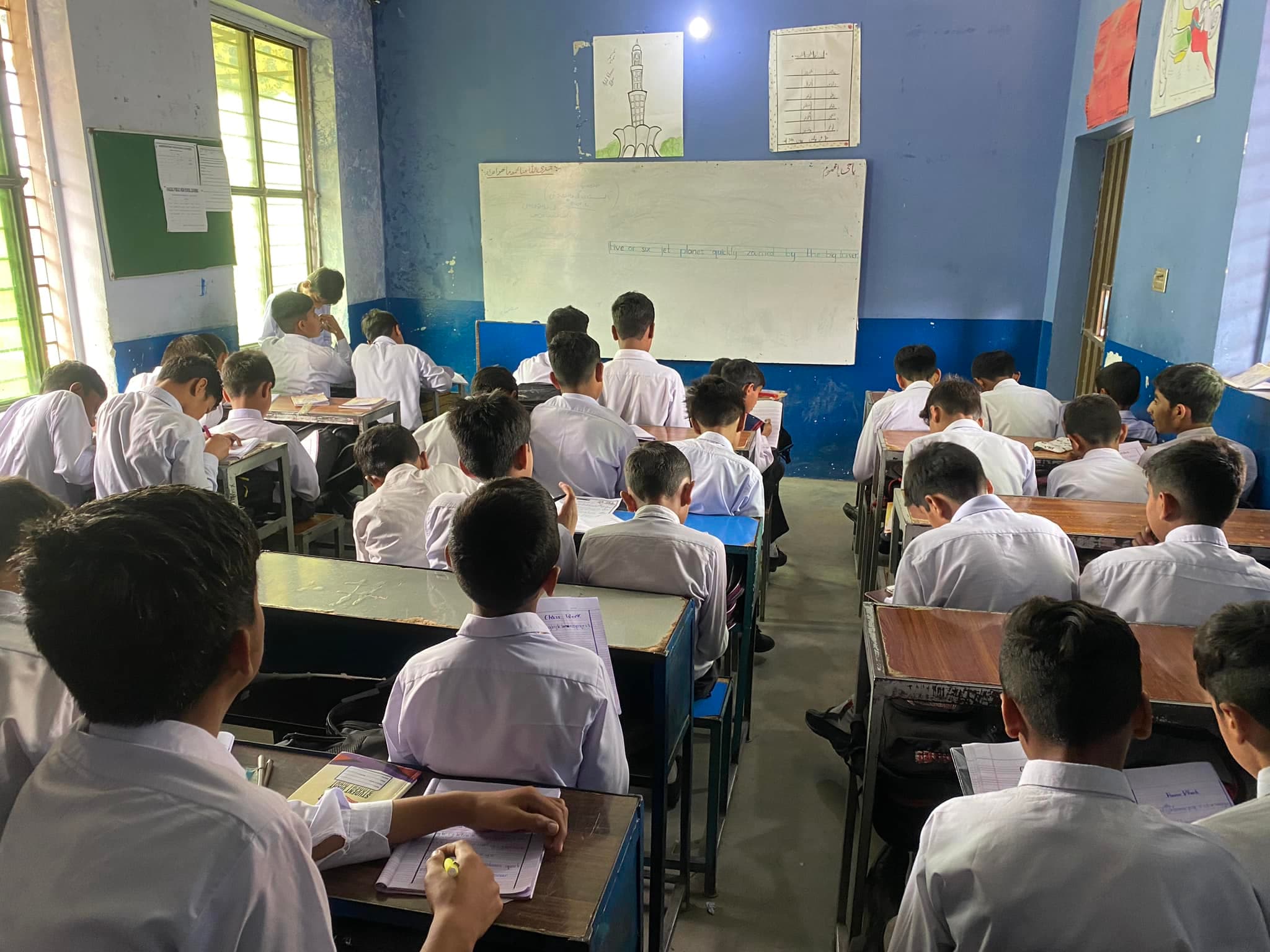A senior English lesson in progress